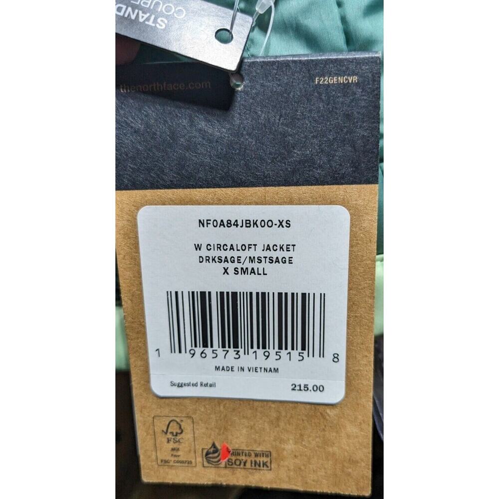 The North Face Circaloft Jacket Womens XS Green Quilted Full Zip NF0A84JBK00 - Picture 5 of 5